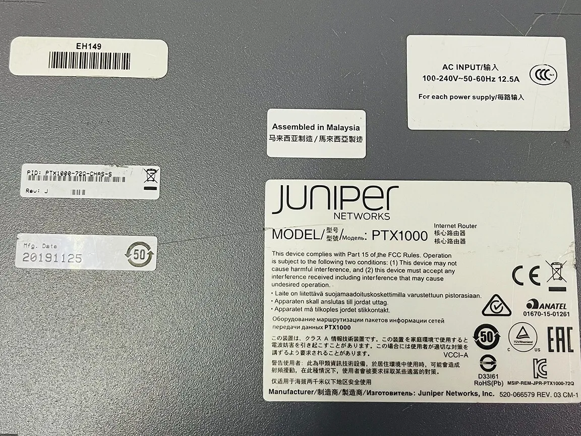 Маршрутизатор JUNIPER PTX1000-72Q