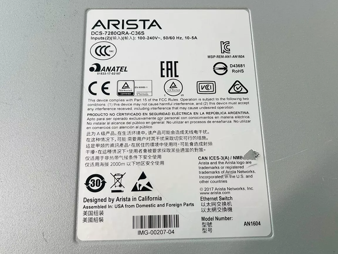 Коммутатор ARISTA DCS-7280QRA-C36S