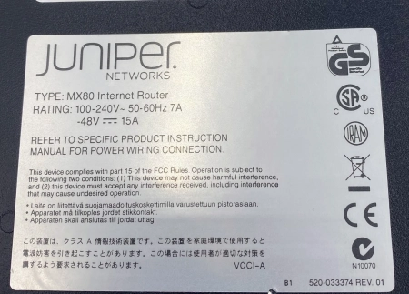 Маршрутизатор Juniper MX80